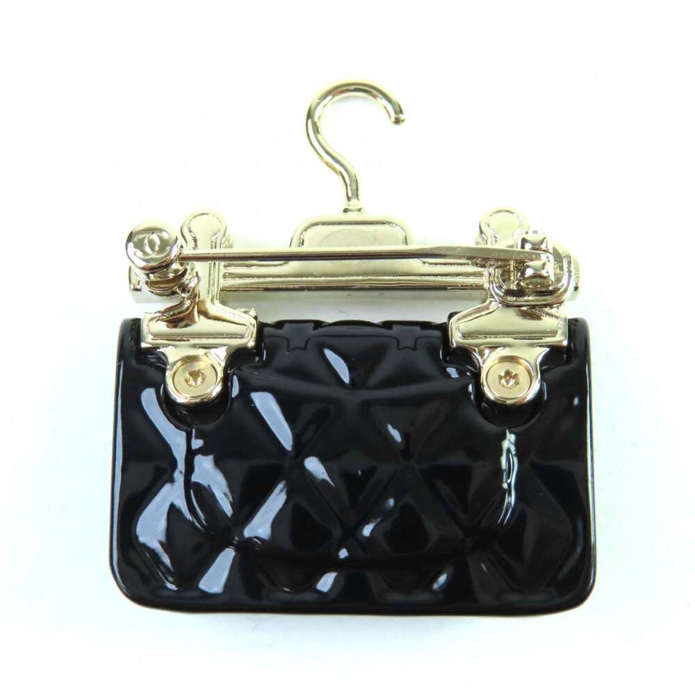 CHANEL Authentic Black Pearl Logo Brooch - Picture 3 of 8